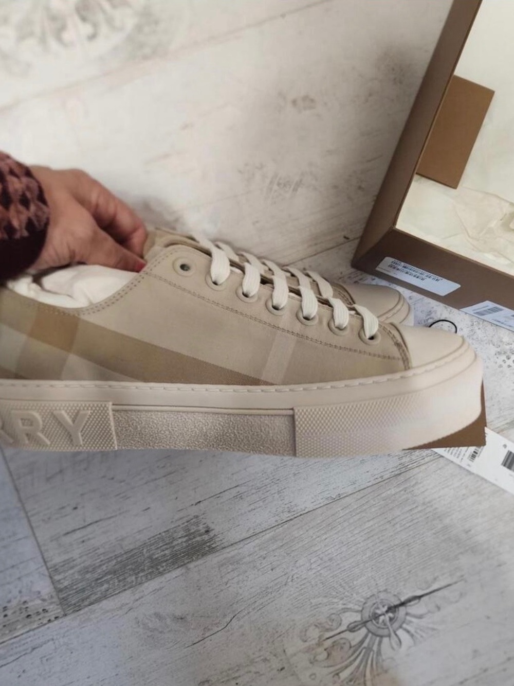 Burberry Jack Vintage Check Platform Low Top Sneakers Brand New - Picture 4 of 7